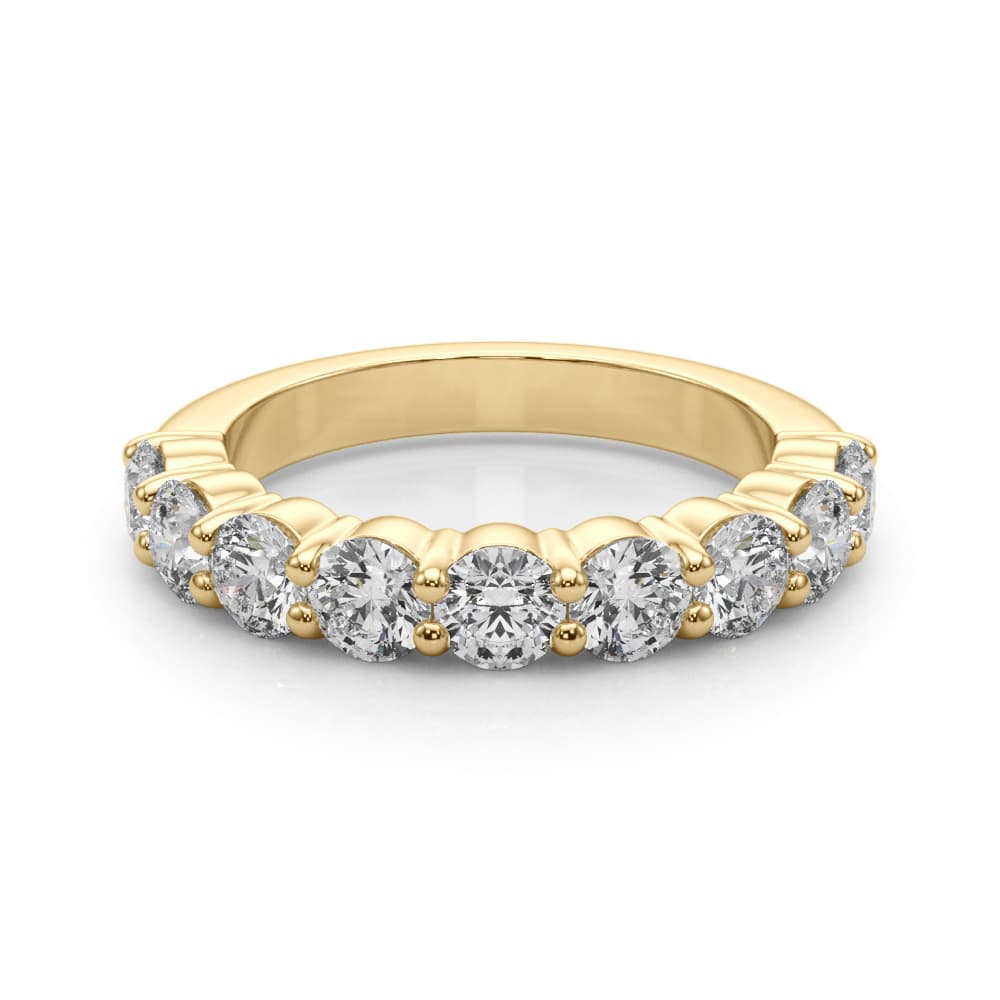 9-Stone Shared Prong Wedding Band (0.9 ct. tw.), On hand view in yellow gold