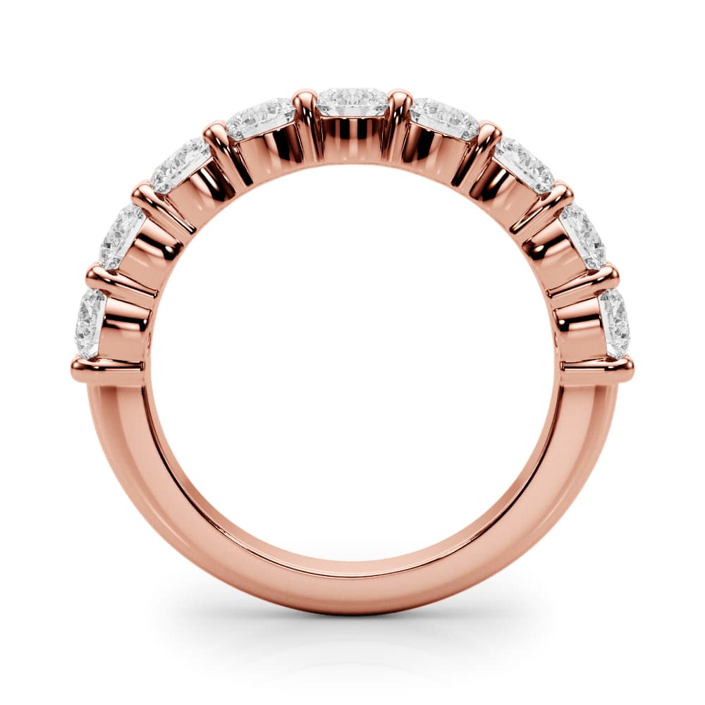 9-Stone Shared Prong Wedding Band (2.97 ct. tw.), Side view in rose gold