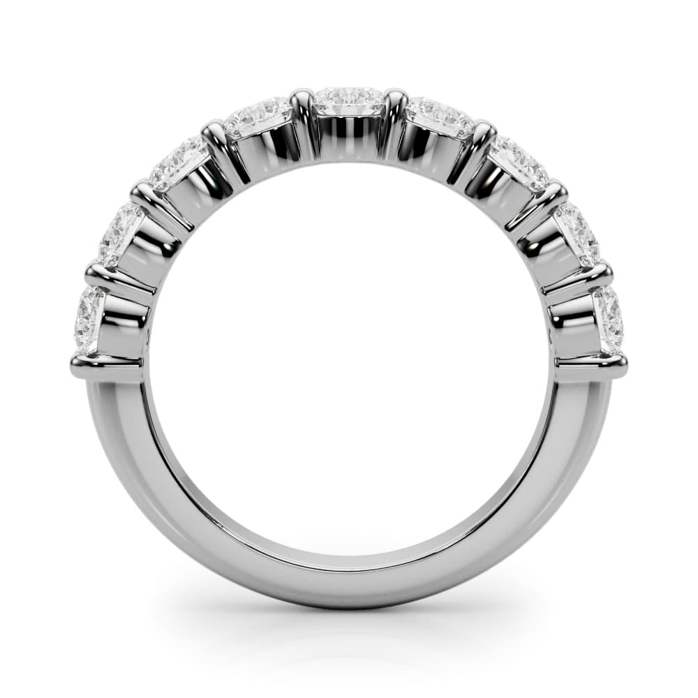 9-Stone Shared Prong Wedding Band (2.97 ct. tw.), Side view in white gold or platinum