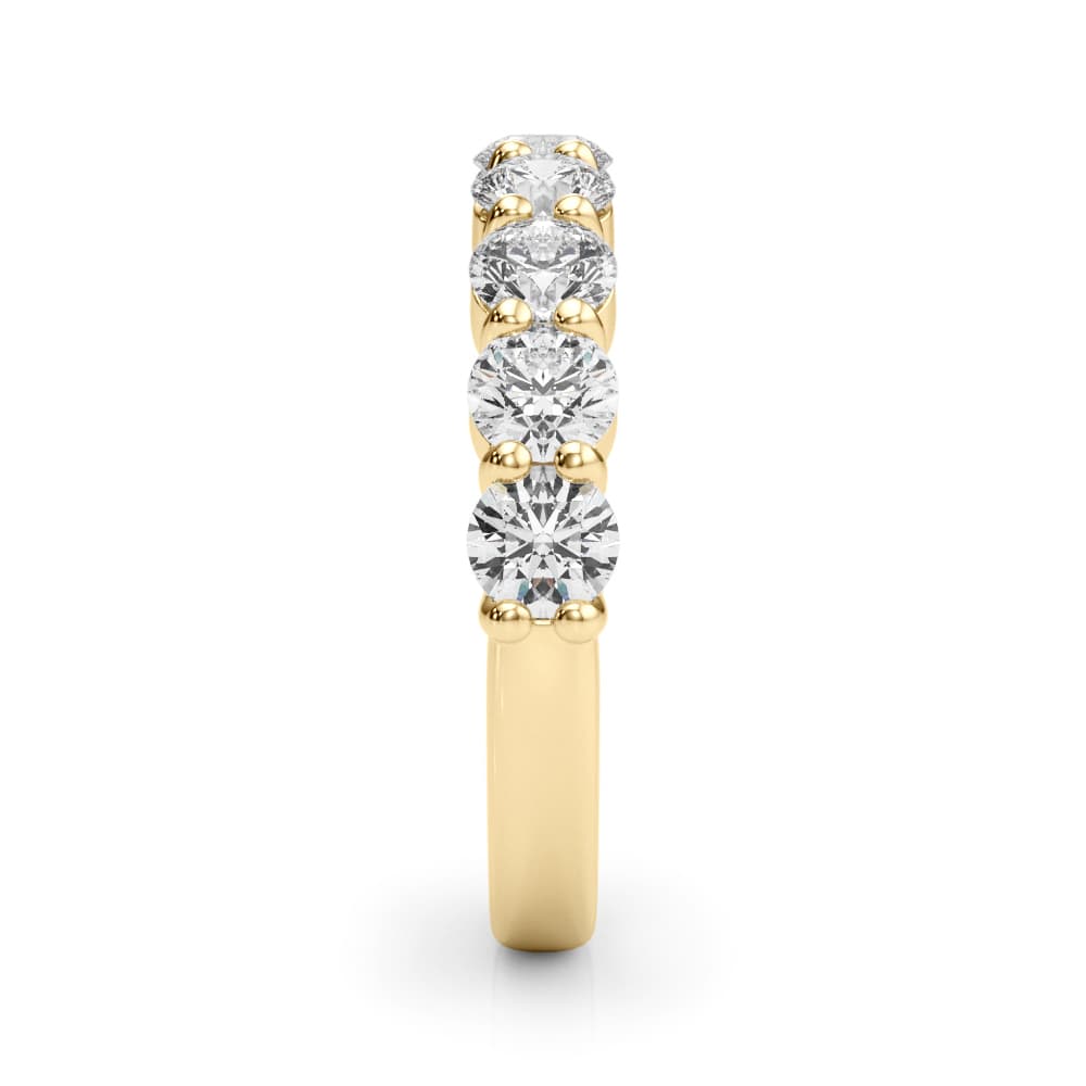 9-Stone Shared Prong Wedding Band (0.9 ct. tw.), Top view in yellow gold