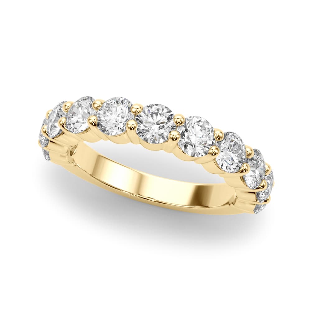 11-Stone Shared Prong Wedding Band (1.1 ct. tw.), Front view in yellow gold