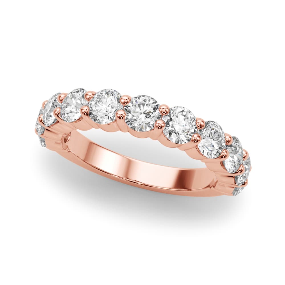 11-Stone Shared Prong Wedding Band (2.2 ct. tw.), Front view in rose gold