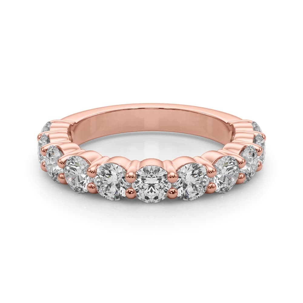 11-Stone Shared Prong Wedding Band (2.2 ct. tw.), On hand view in rose gold