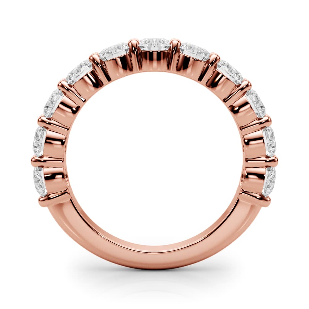 11-Stone Shared Prong Wedding Band (2.2 ct. tw.), Side view in rose gold