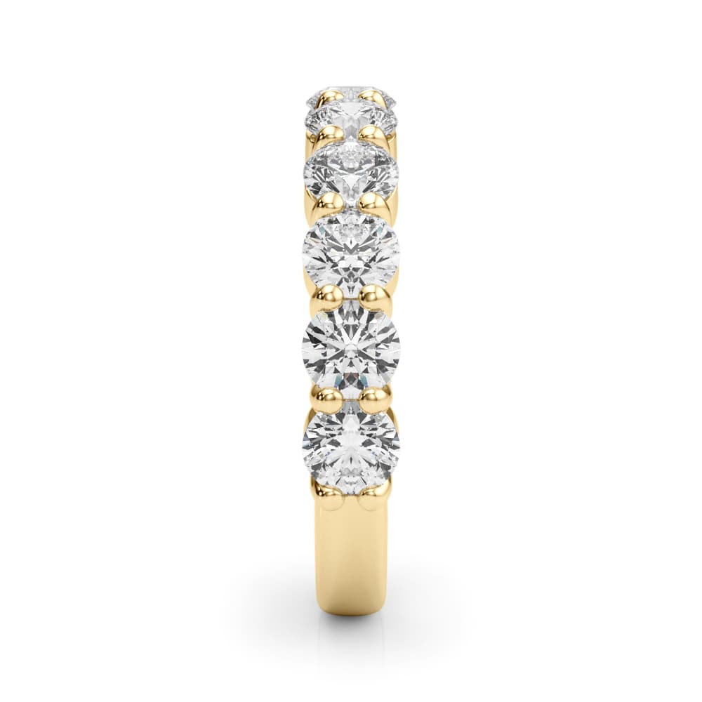 11-Stone Shared Prong Wedding Band (1.1 ct. tw.), Top view in yellow gold