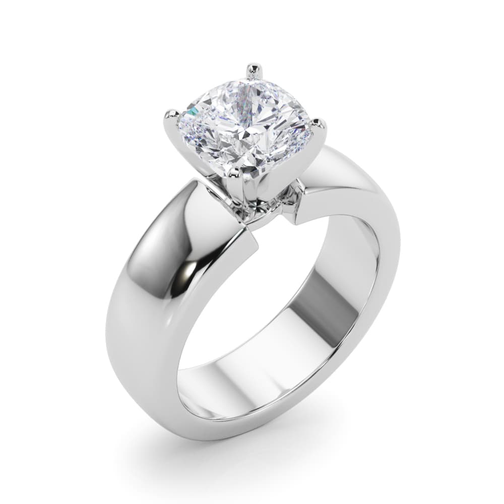 Solitaire Engagement Ring, style 85458, Angle view in white gold or platinum