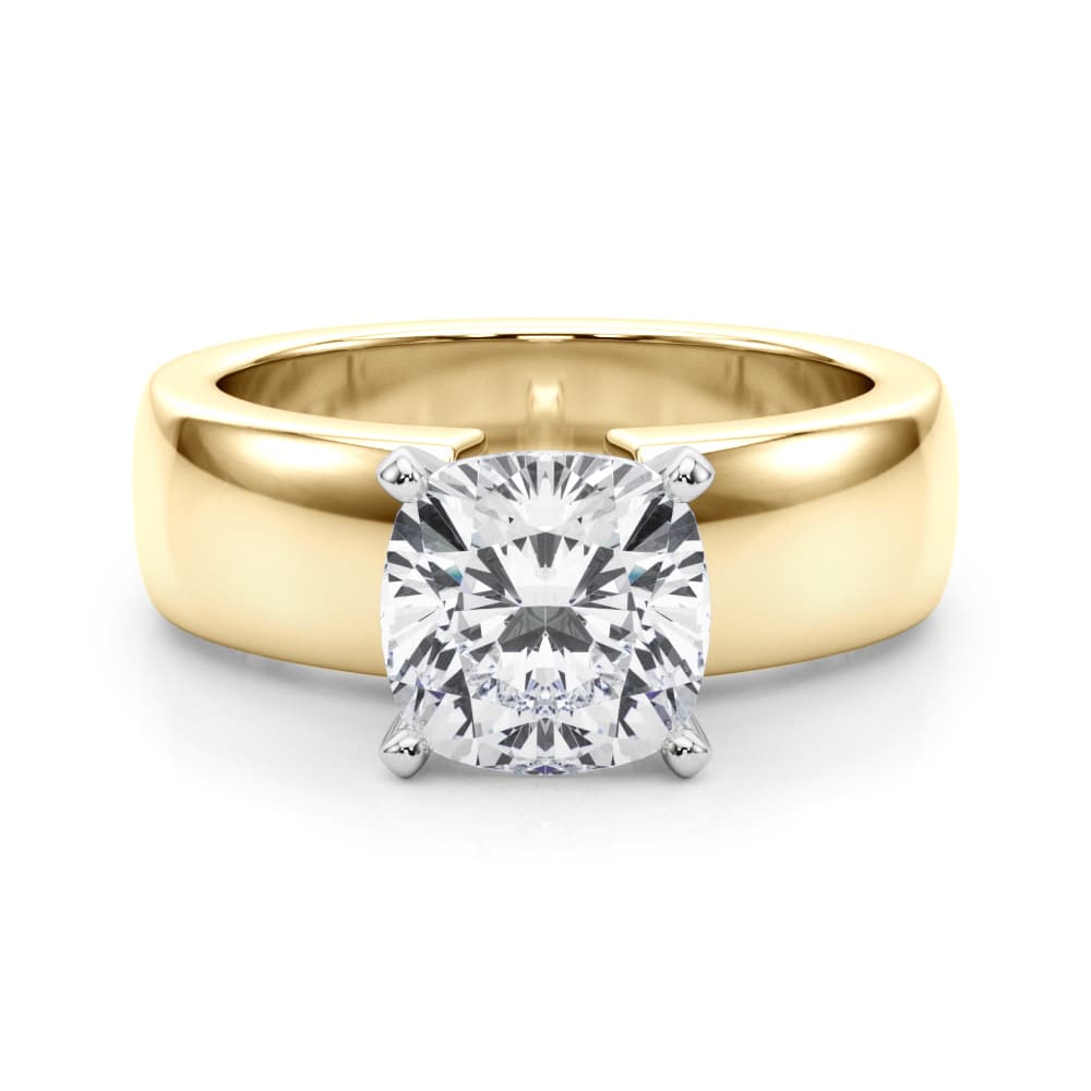 Solitaire Engagement Ring, style 85458, On hand view in yellow gold