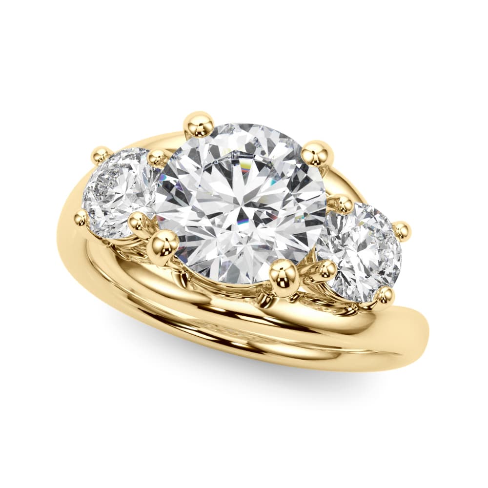 3-Stone Round Engagement Ring, style 85459, Front view in yellow gold