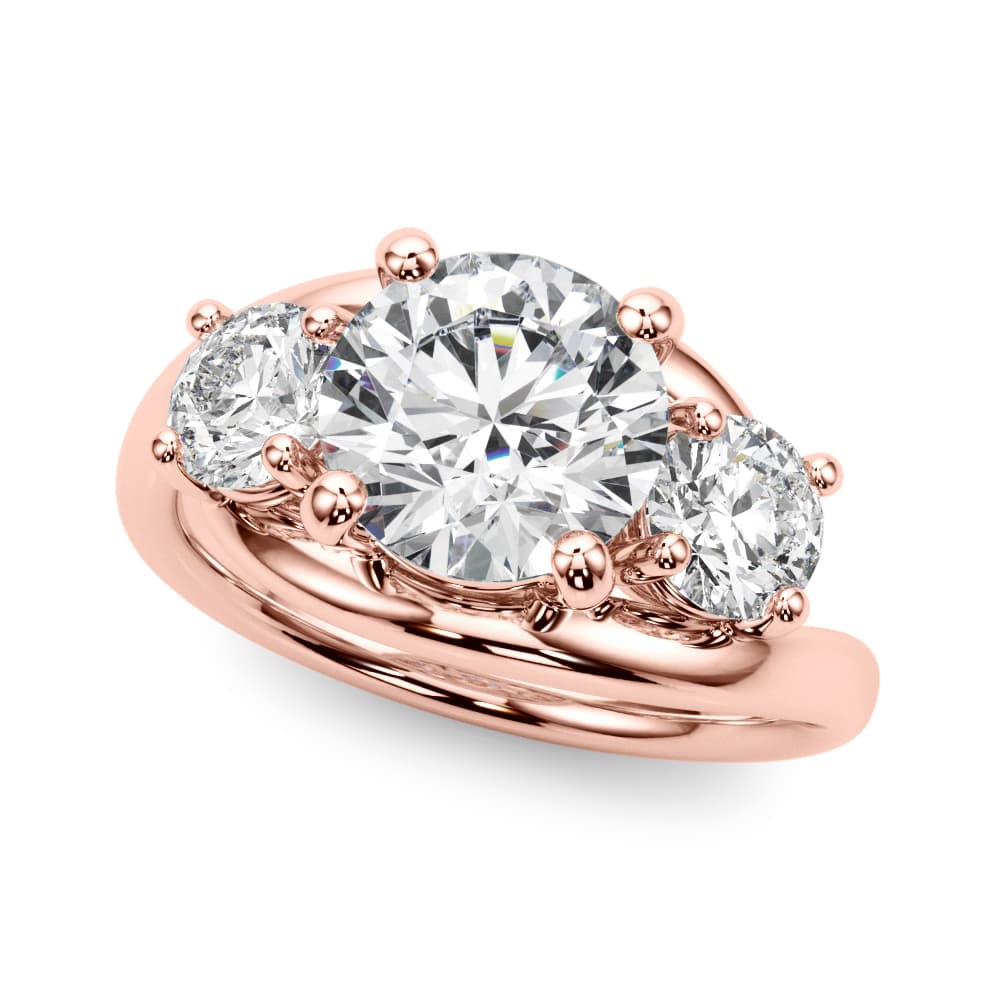 3-Stone Round Engagement Ring, style 85459, Front view in rose gold