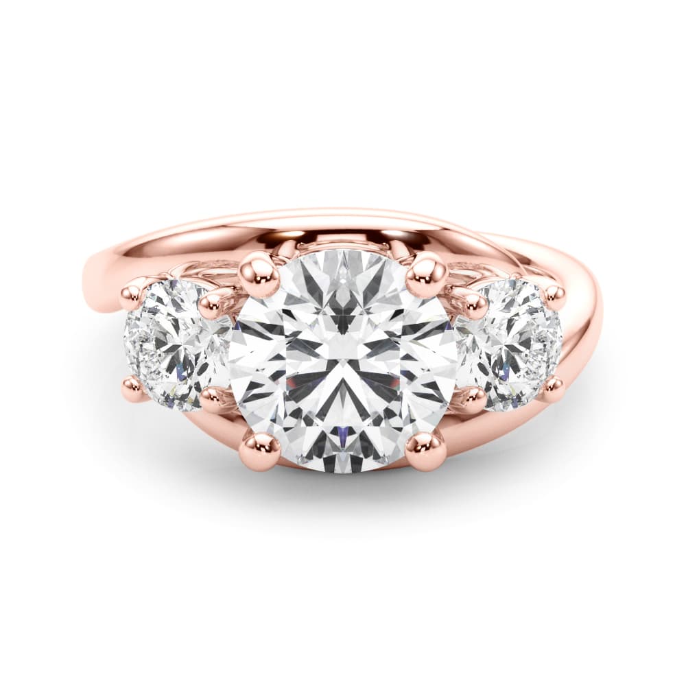 3-Stone Round Engagement Ring, style 85459, On hand view in rose gold