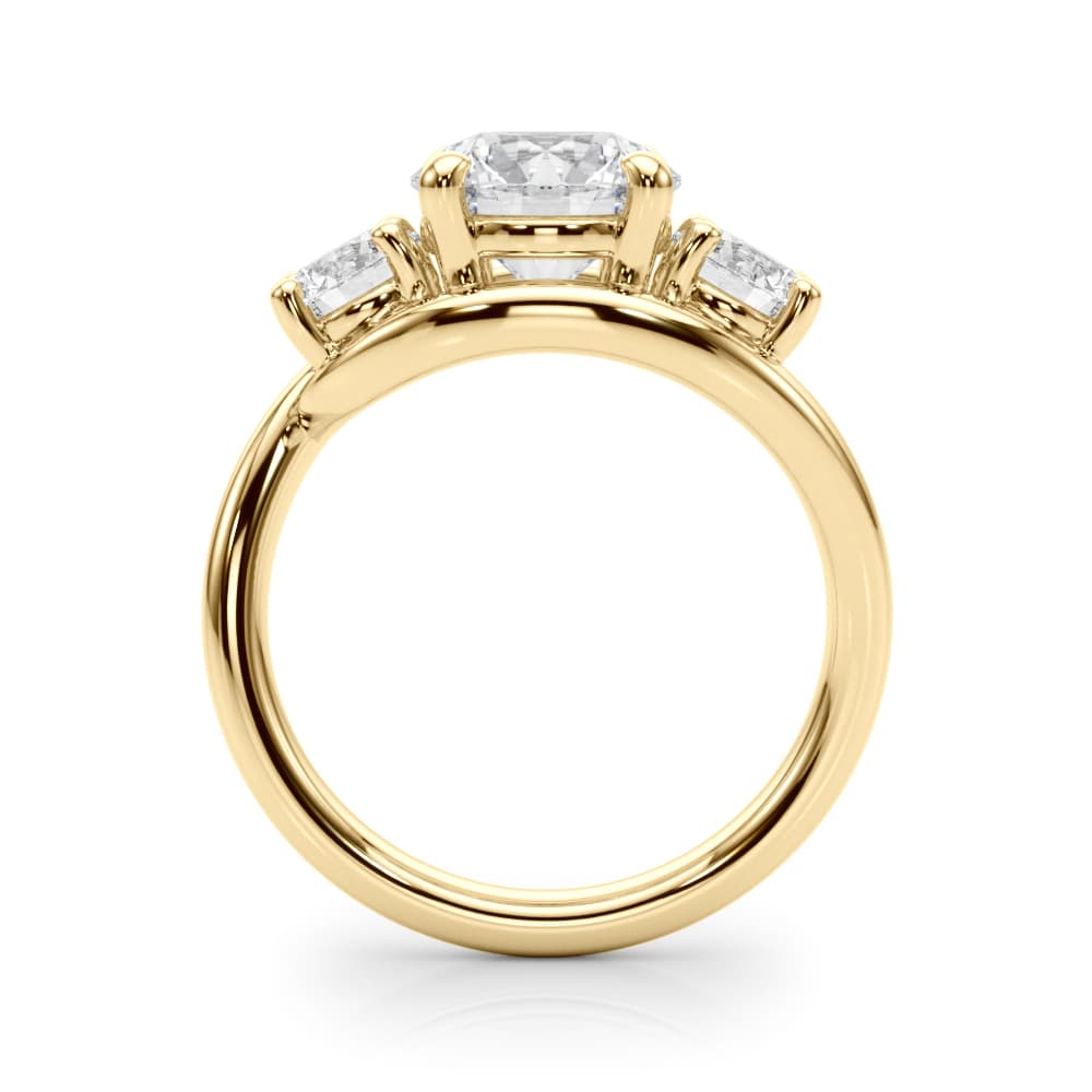 3-Stone Round Engagement Ring, style 85459, Side view in yellow gold