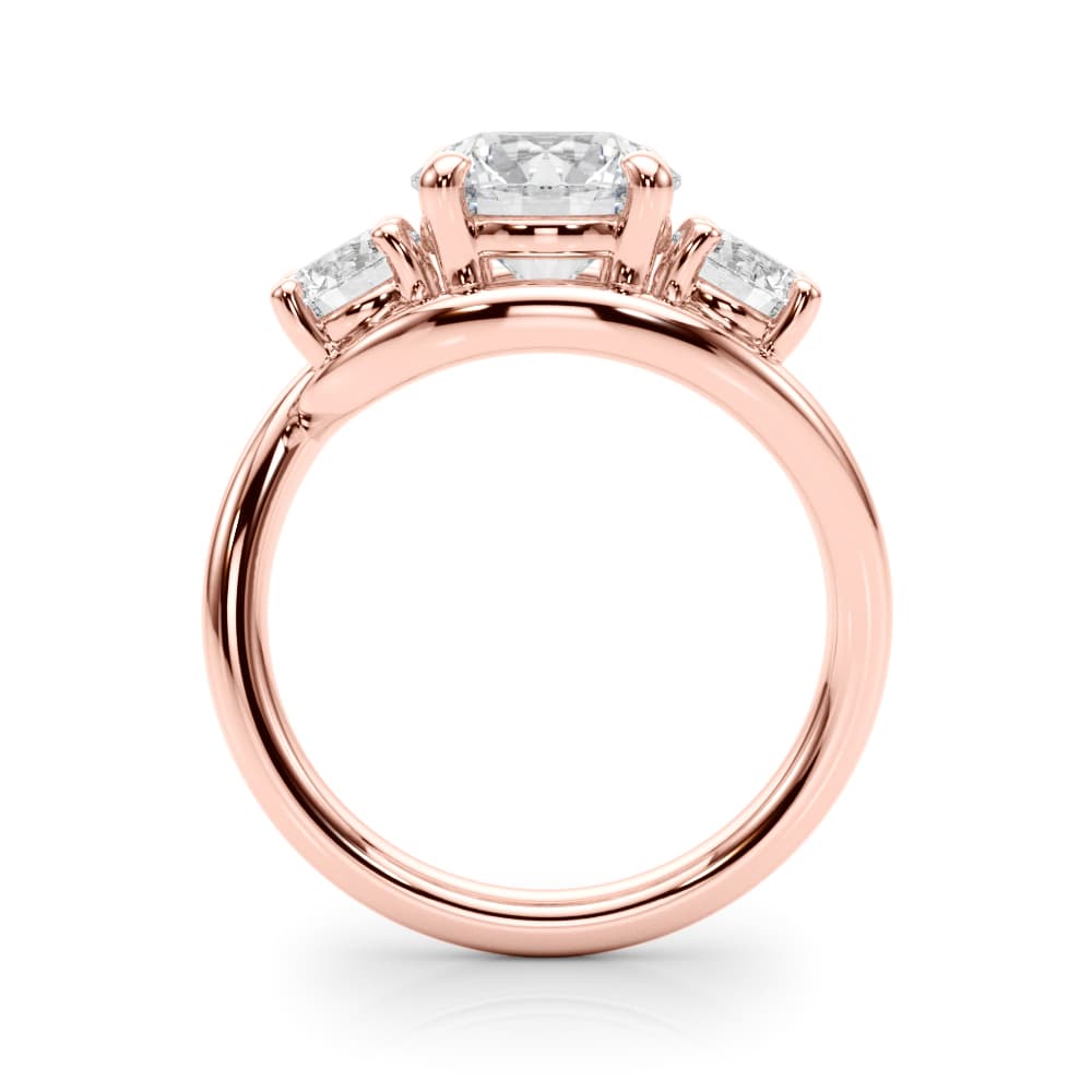 3-Stone Round Engagement Ring, style 85459, Side view in rose gold