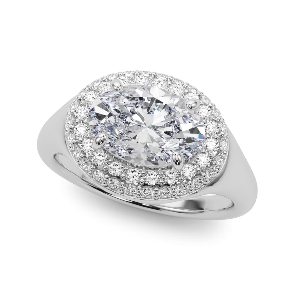 Double Halo Oval Engagement Ring — style 85460 in 10k White Gold
