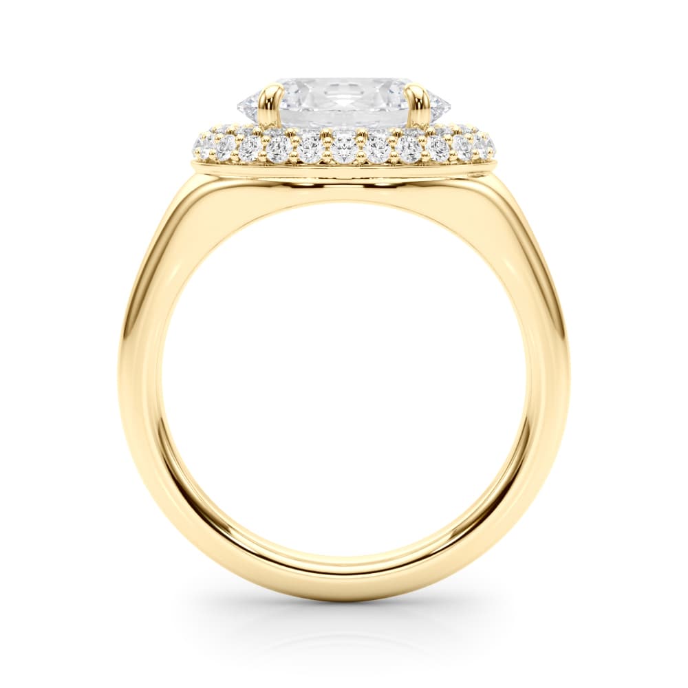 Double Halo Oval Engagement Ring, style 85460, Side view in yellow gold