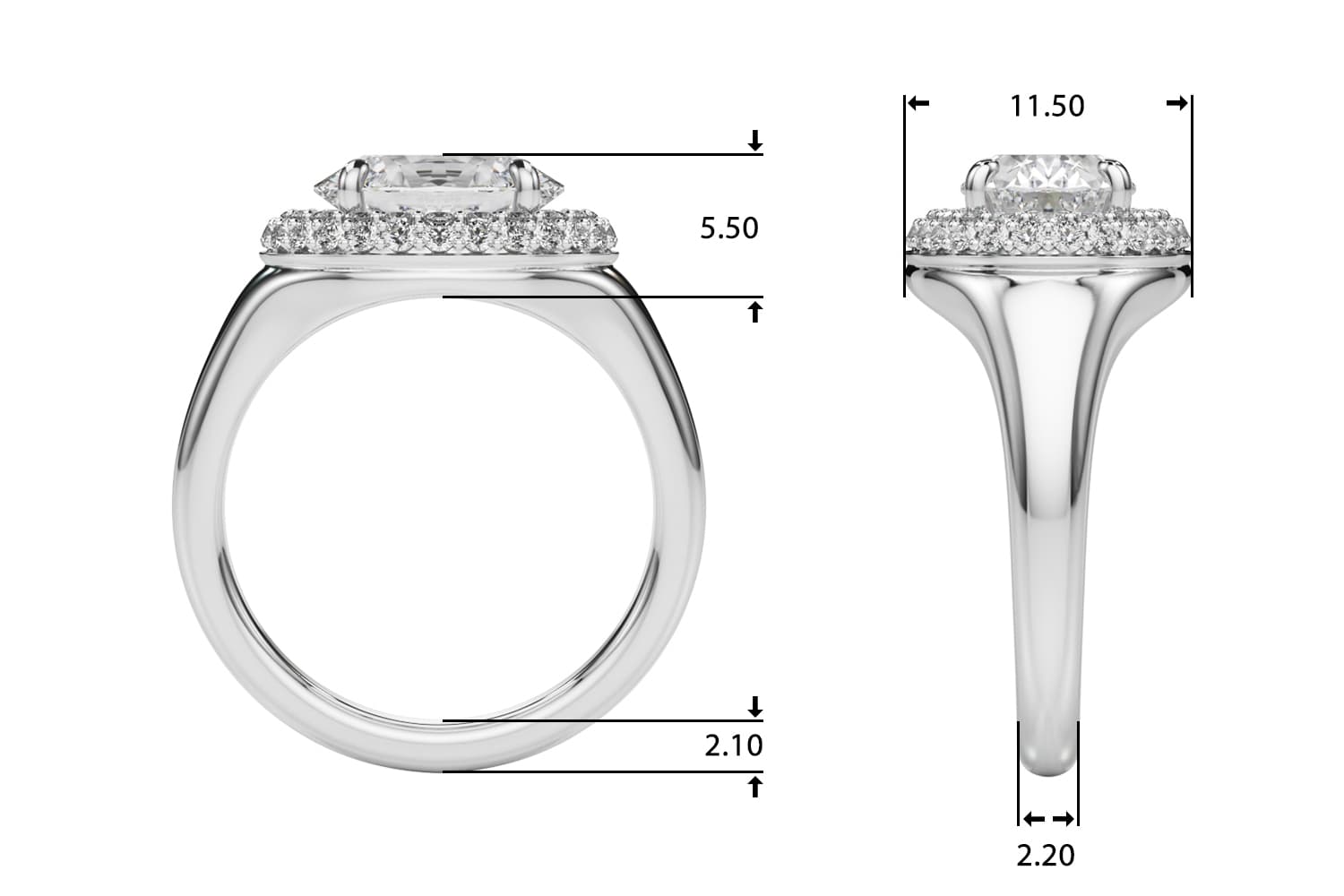Double Halo Oval Engagement Ring, style 85460, Top view in white gold or platinum