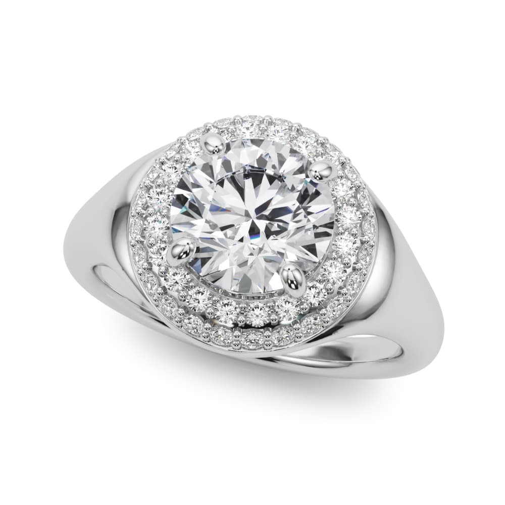 Double Halo Round Engagement Ring — style 85461 in 10k White Gold