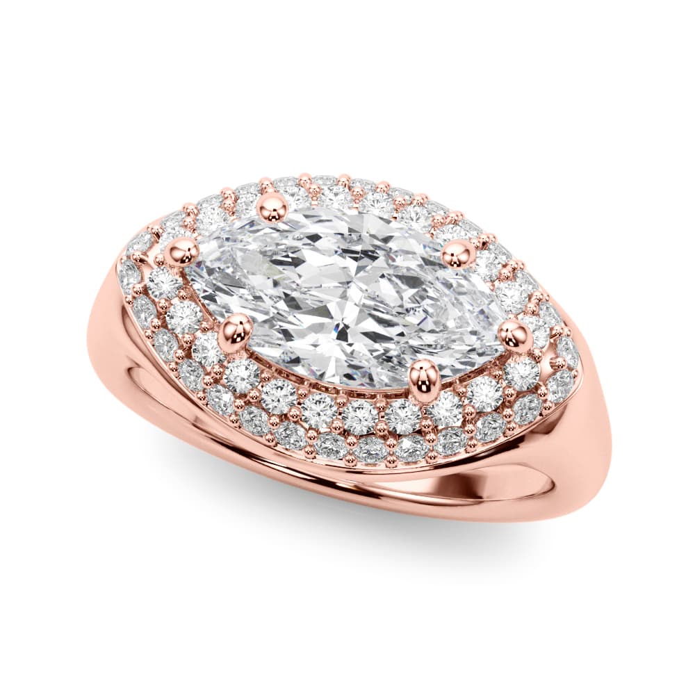 Double Halo Marquise Engagement Ring, style 85463, Front view in rose gold