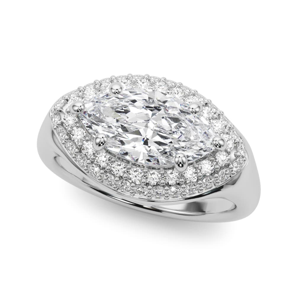 Double Halo Marquise Engagement Ring — style 85463 in 10k White Gold