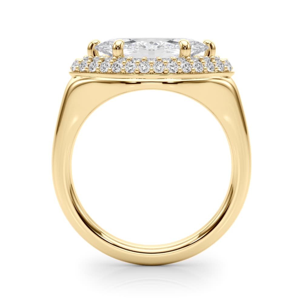 Double Halo Marquise Engagement Ring, style 85463, Side view in yellow gold