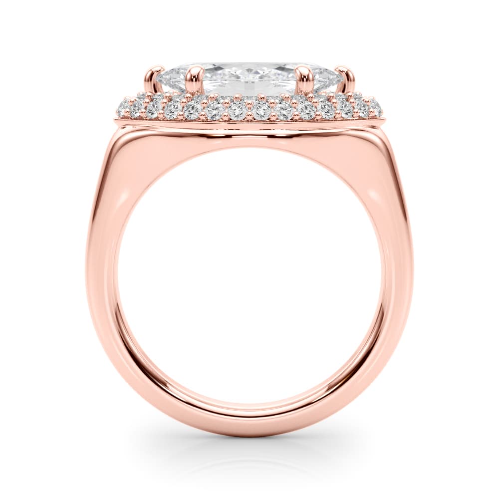 Double Halo Marquise Engagement Ring, style 85463, Side view in rose gold