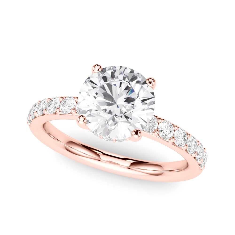 Hidden Halo Round Engagement Ring, style 85464, Front view in rose gold
