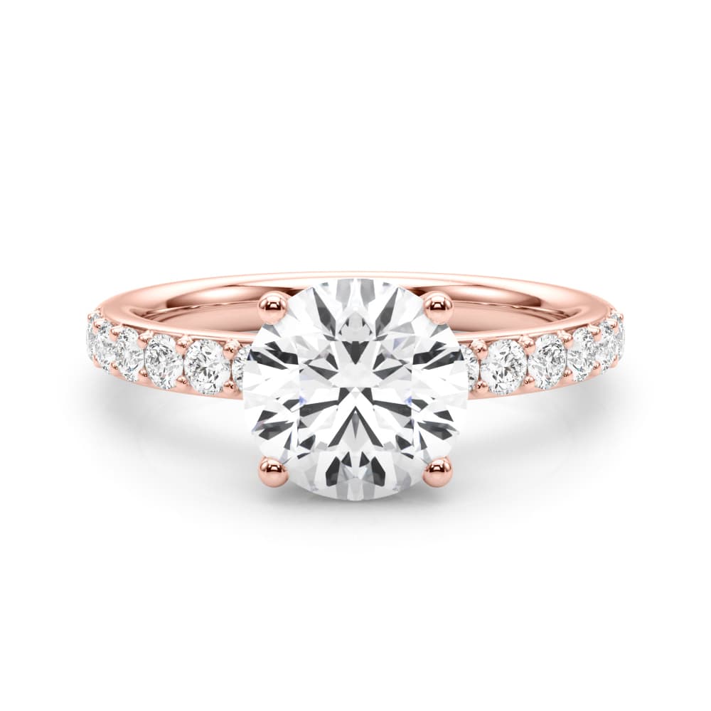 Hidden Halo Round Engagement Ring, style 85464, On hand view in rose gold