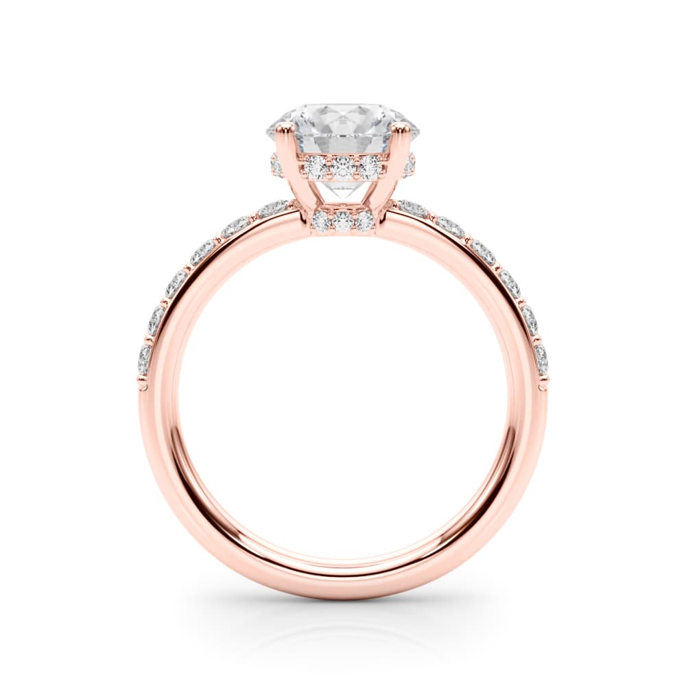Hidden Halo Round Engagement Ring, style 85464, Side view in rose gold