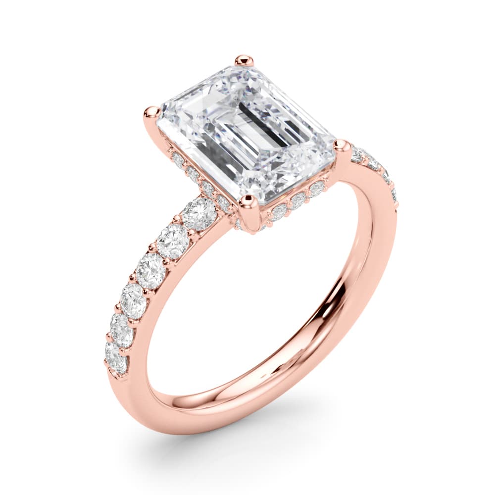 Em Center Engagement Ring, style 85466, Angle view in rose gold