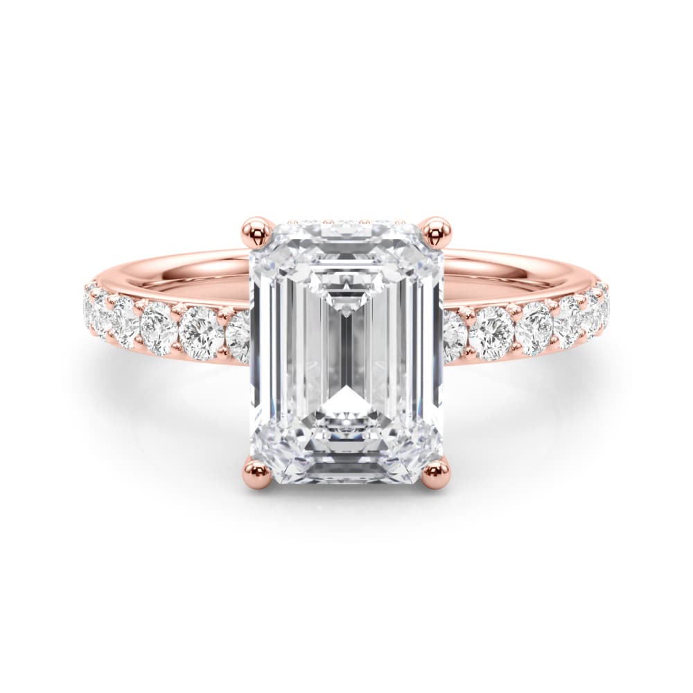 Em Center Engagement Ring, style 85466, On hand view in rose gold