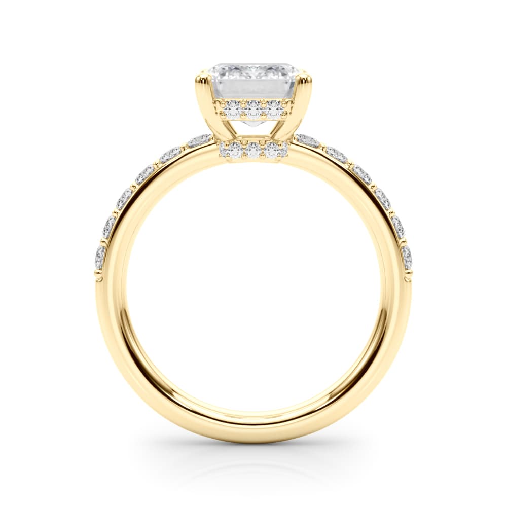 Em Center Engagement Ring, style 85466, Side view in yellow gold