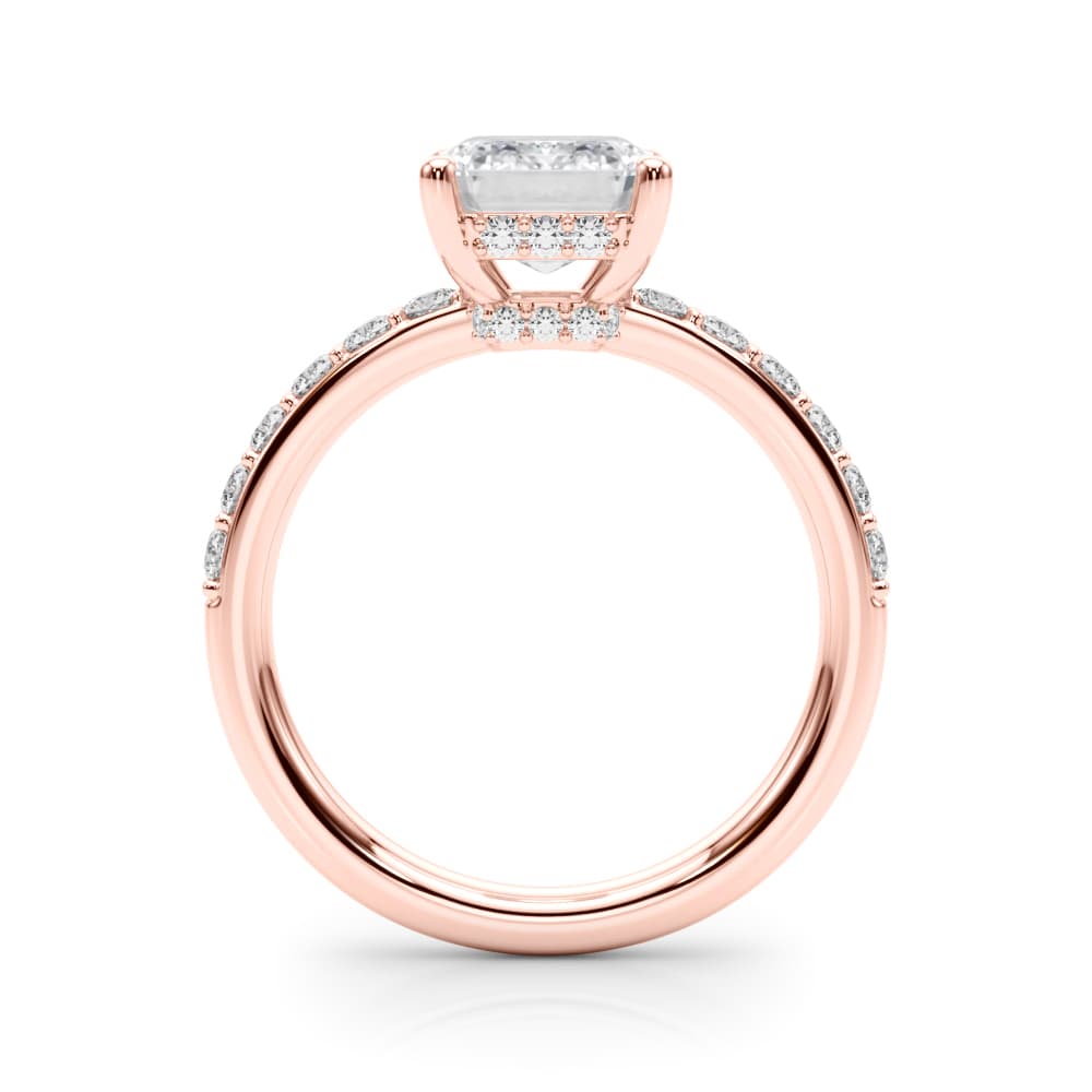 Em Center Engagement Ring, style 85466, Side view in rose gold