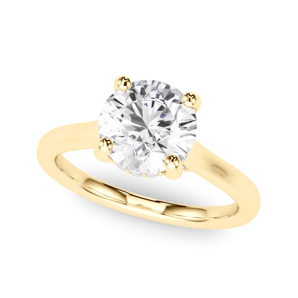 Round Hidden Halo Engagement Ring, style 85467, Front view in yellow gold