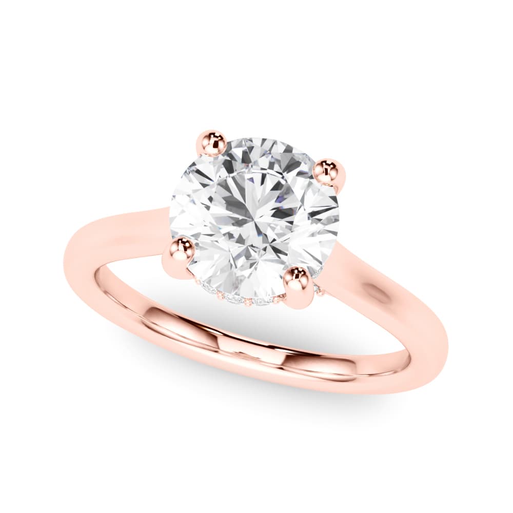 Round Hidden Halo Engagement Ring, style 85467, Front view in rose gold