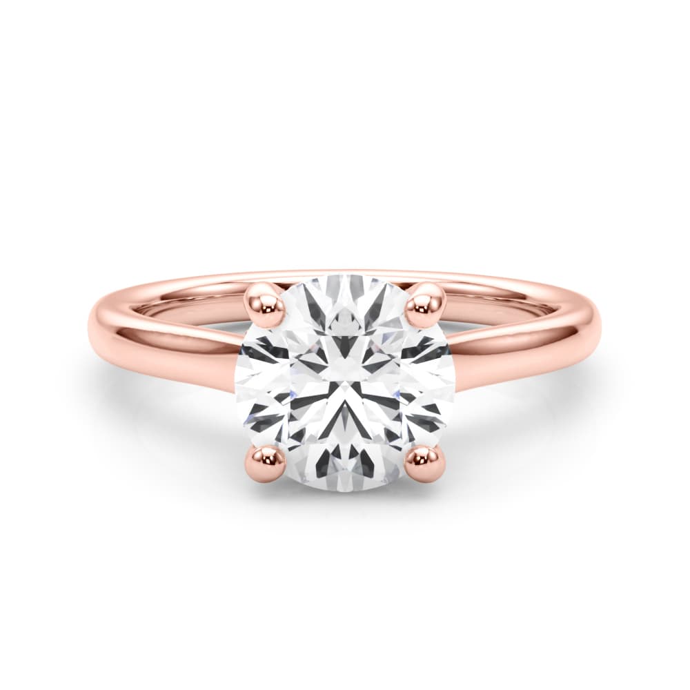 Round Hidden Halo Engagement Ring, style 85467, On hand view in rose gold