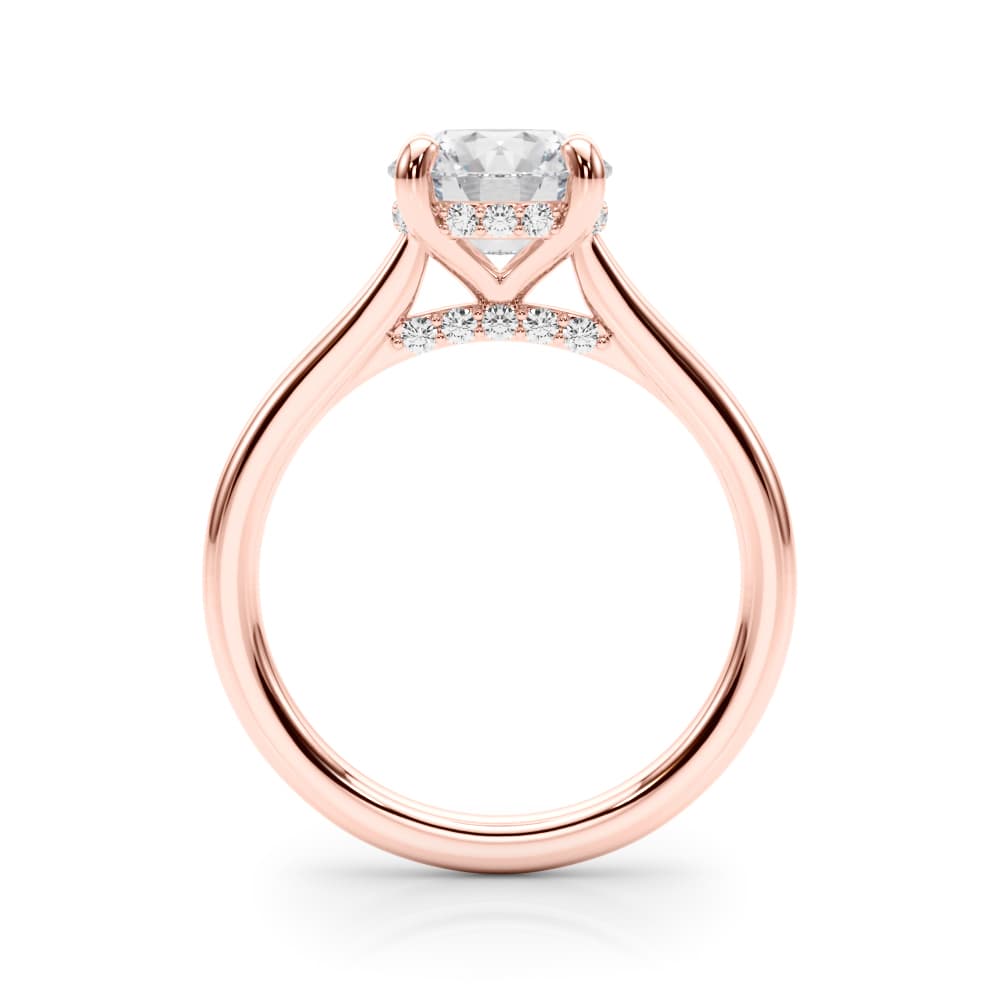 Round Hidden Halo Engagement Ring, style 85467, Side view in rose gold