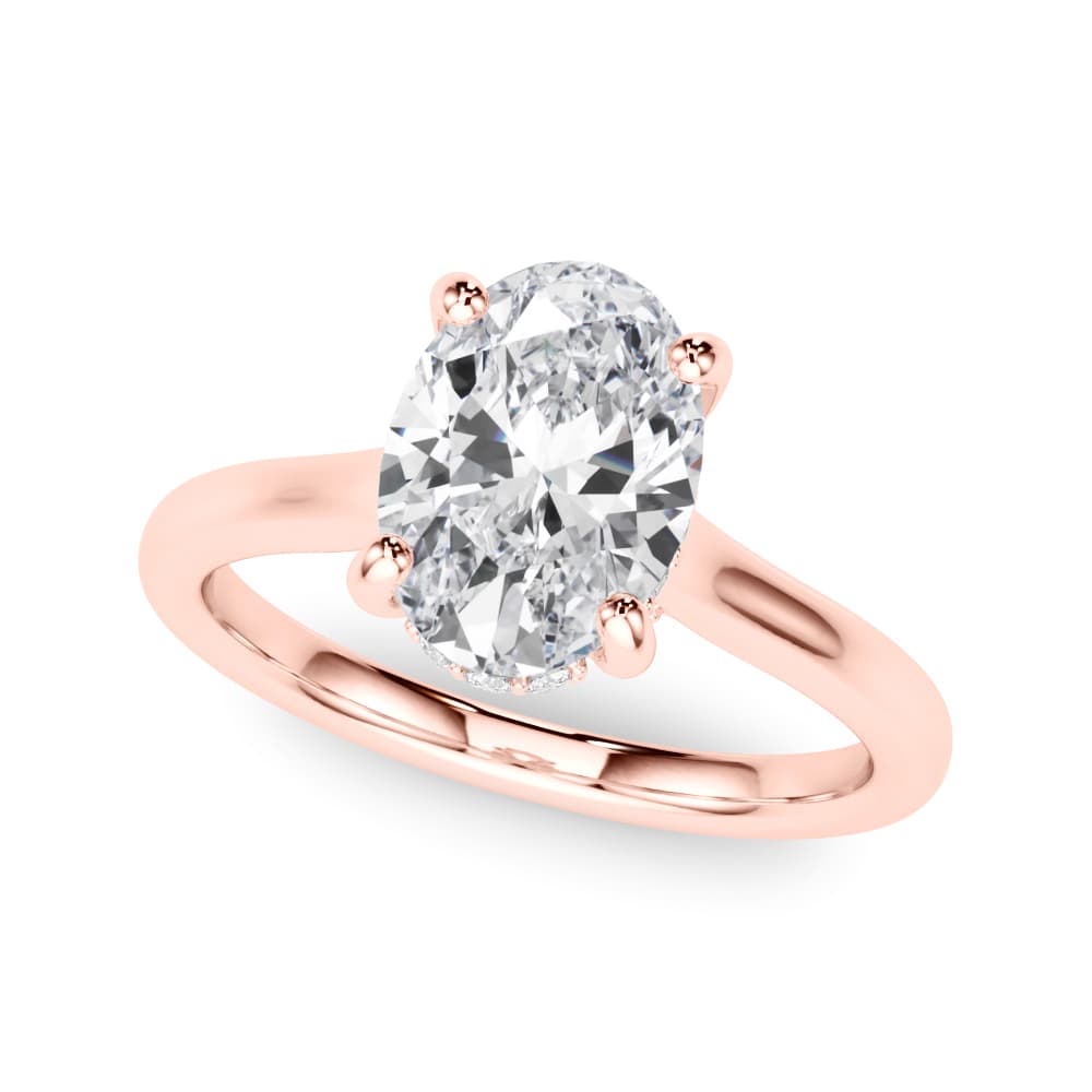 Oval Hidden Halo Engagement Ring, style 85468, Front view in rose gold