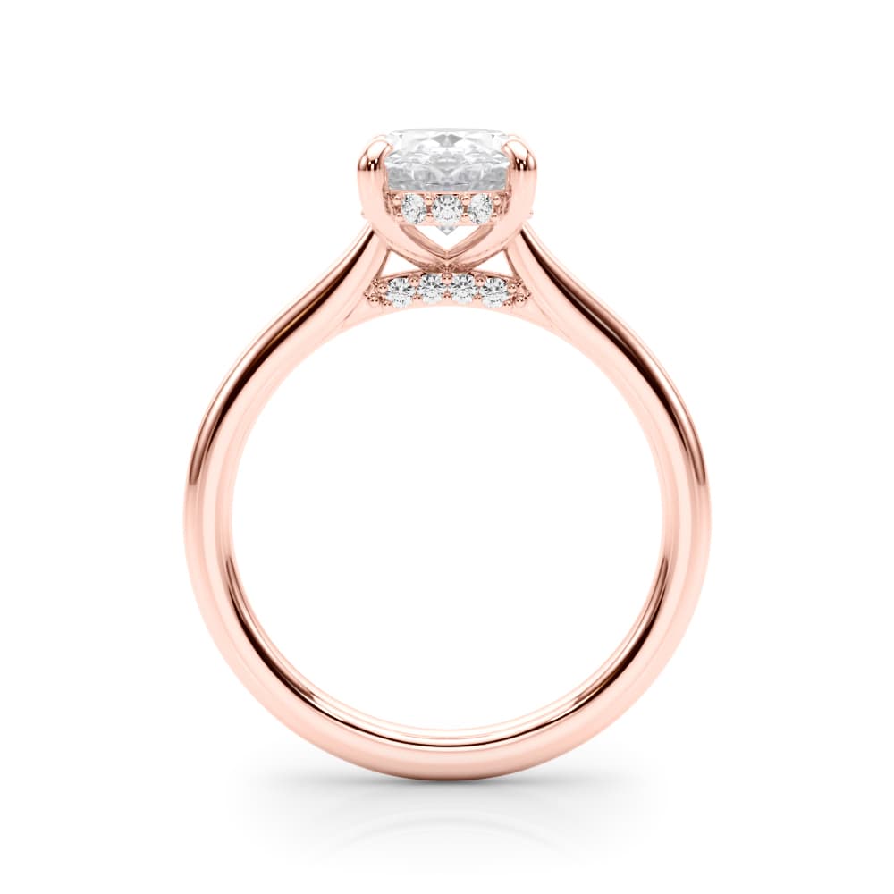 Oval Hidden Halo Engagement Ring, style 85468, Side view in rose gold