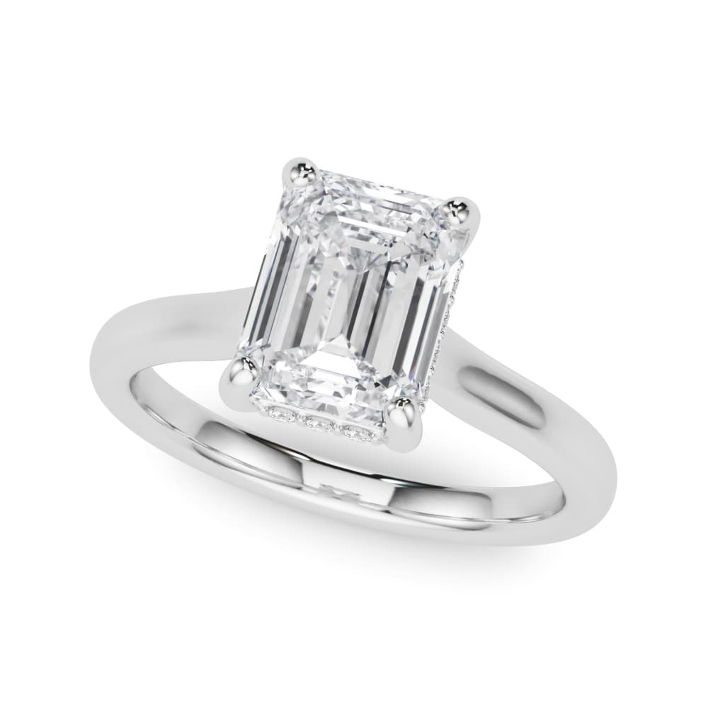 Hidden Halo Emerald Cut Engagement Ring — style 85469 in 10k White Gold