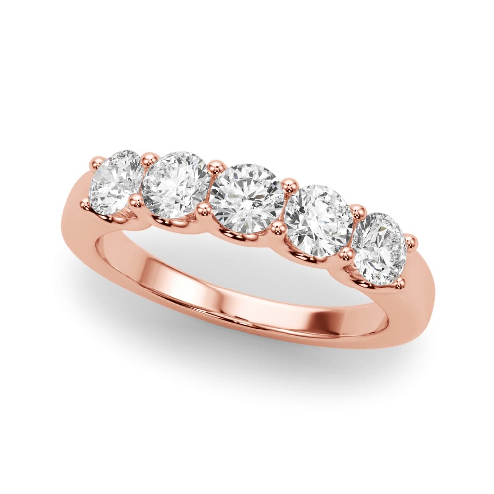 5-Stone Shared Prong Band (1 ct. tw.), Front view in rose gold