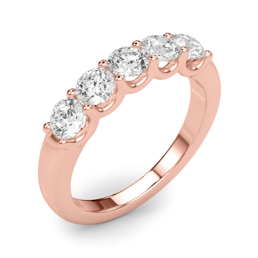 5-Stone Shared Prong Band (1 ct. tw.), Angle view in rose gold
