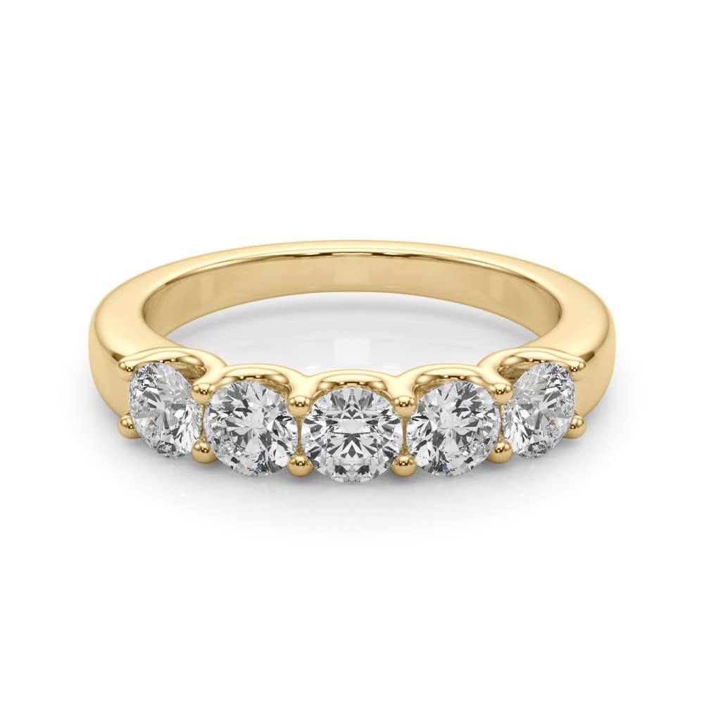 5-Stone Shared Prong Band (1 2/3 ct. tw.), On hand view in yellow gold