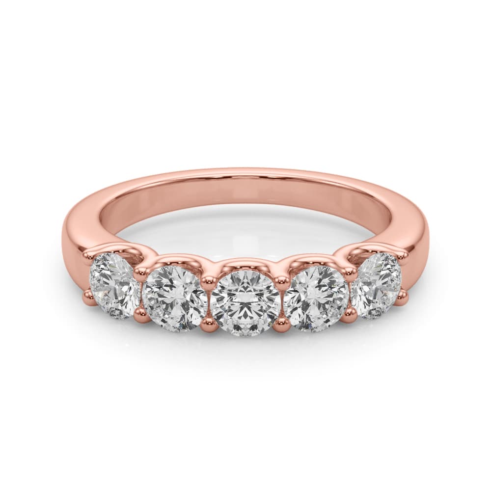 5-Stone Shared Prong Band (1 ct. tw.), On hand view in rose gold