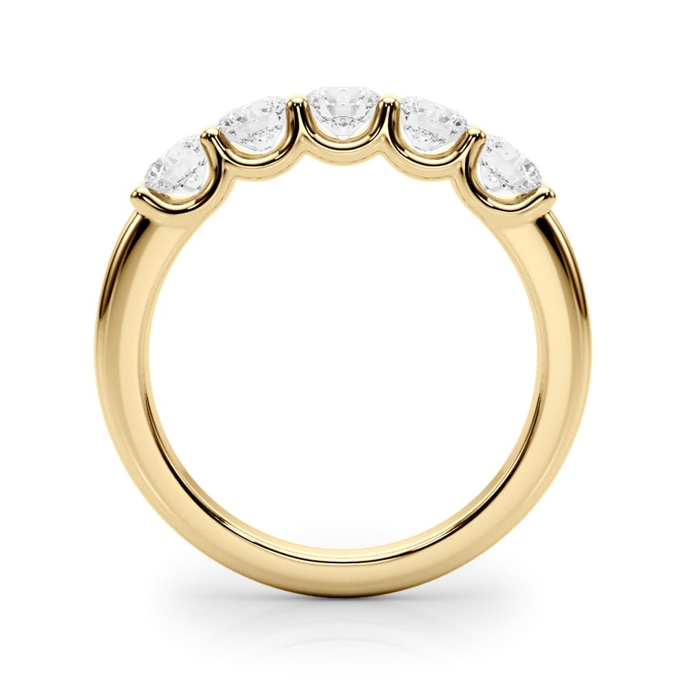 5-Stone Shared Prong Band (1 2/3 ct. tw.), Side view in yellow gold