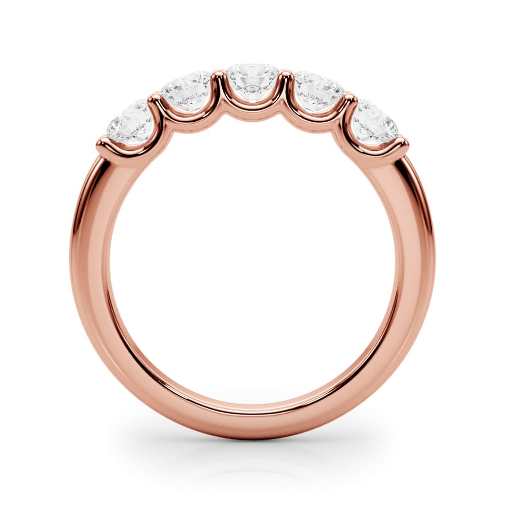 5-Stone Shared Prong Band (1 ct. tw.), Side view in rose gold