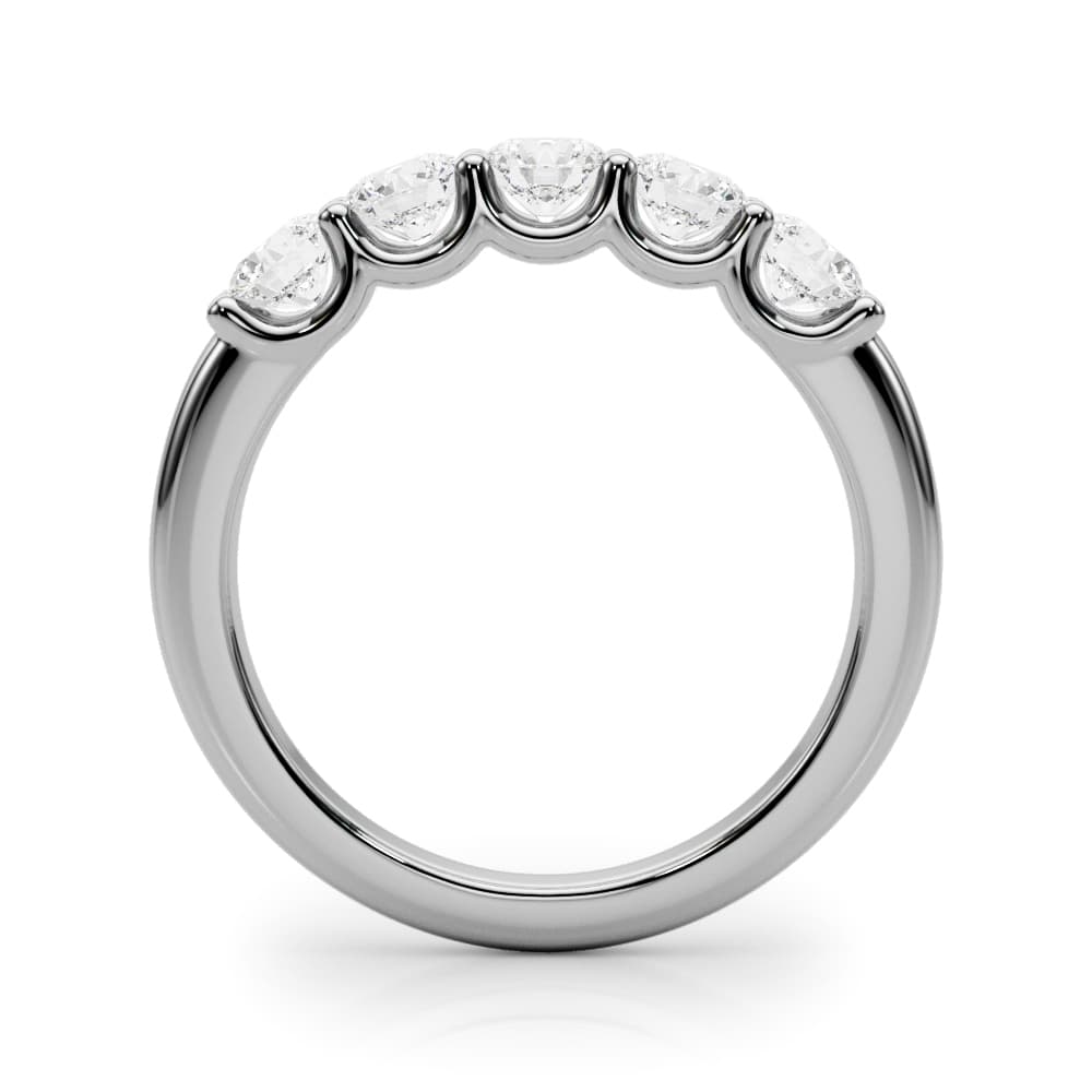 5-Stone Shared Prong Band (1 2/3 ct. tw.), Side view in white gold or platinum