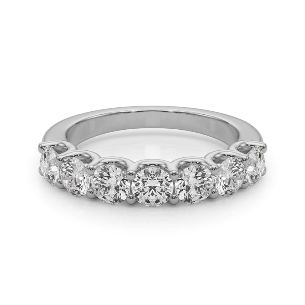 Shared U-Prong Band (1.4 ct. tw.), On hand view in white gold or platinum