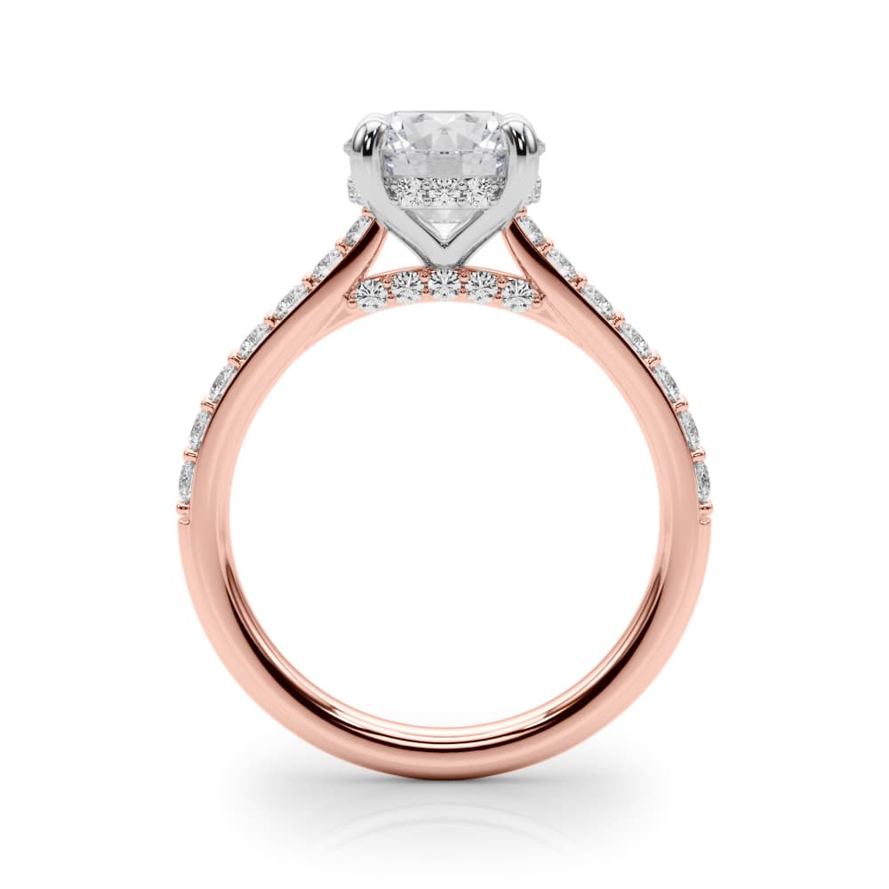 Round Hidden Halo Engagement Ring, style 85474, Side view in rose gold