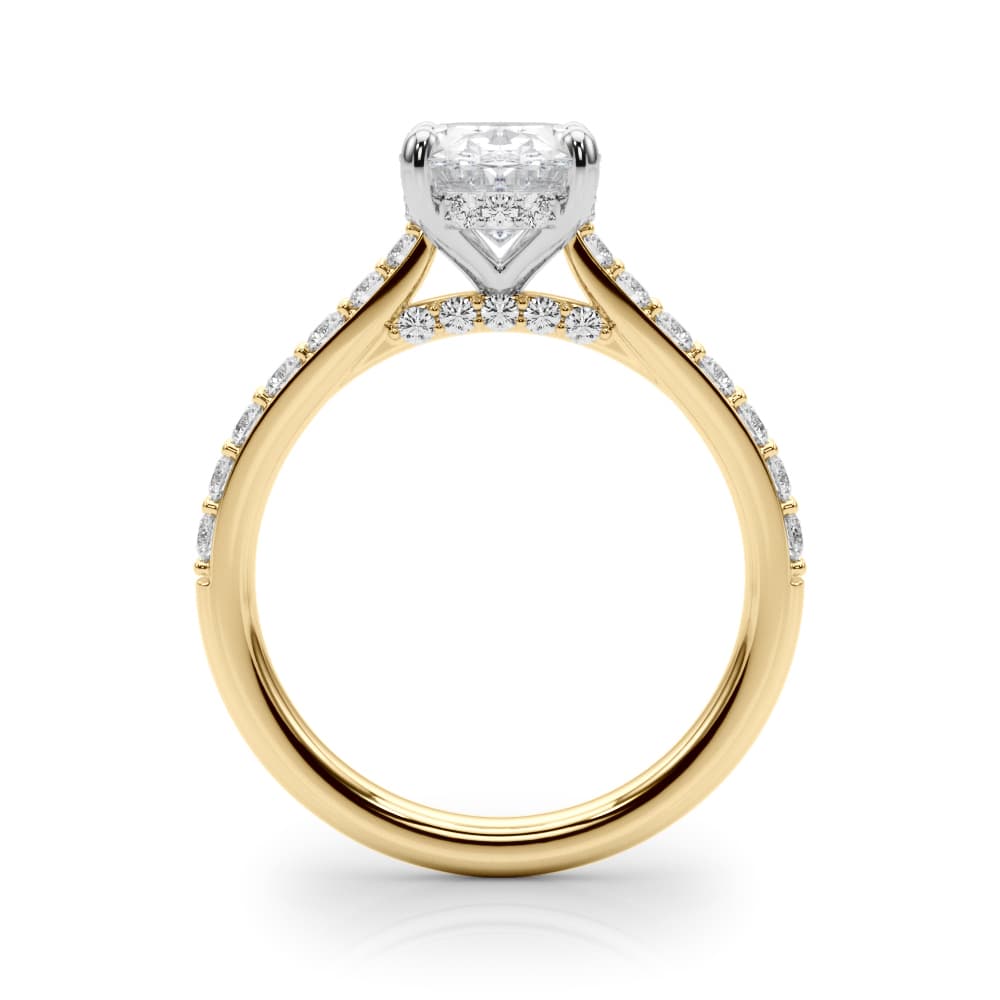 Hidden Halo Oval Engagement Ring, style 85475, Side view in yellow gold