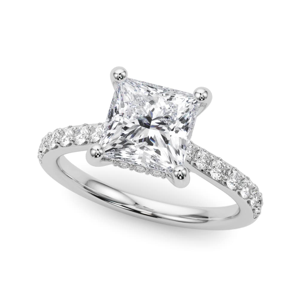 Princess Cut Hidden Halo Engagement Ring — style 85477 in 10k White Gold