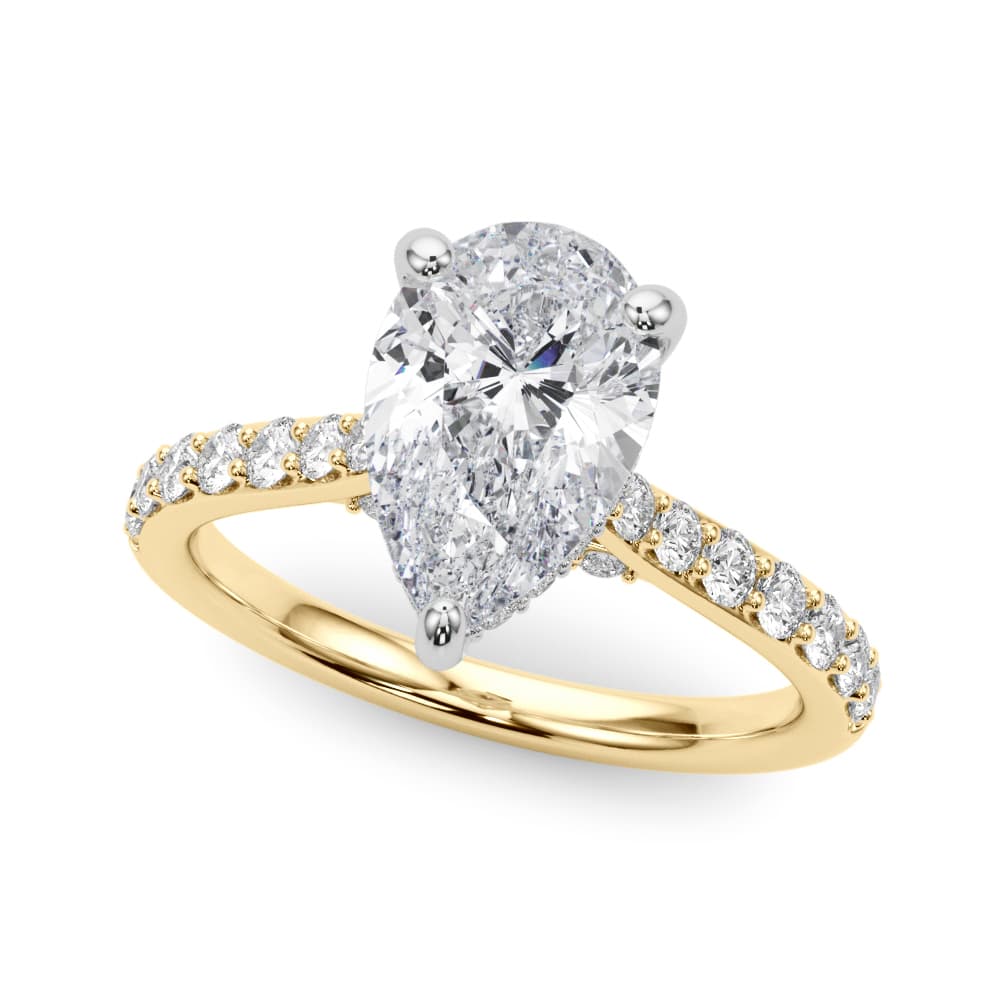 Ps Hidden Halo Engagement, style 85478, Front view in yellow gold